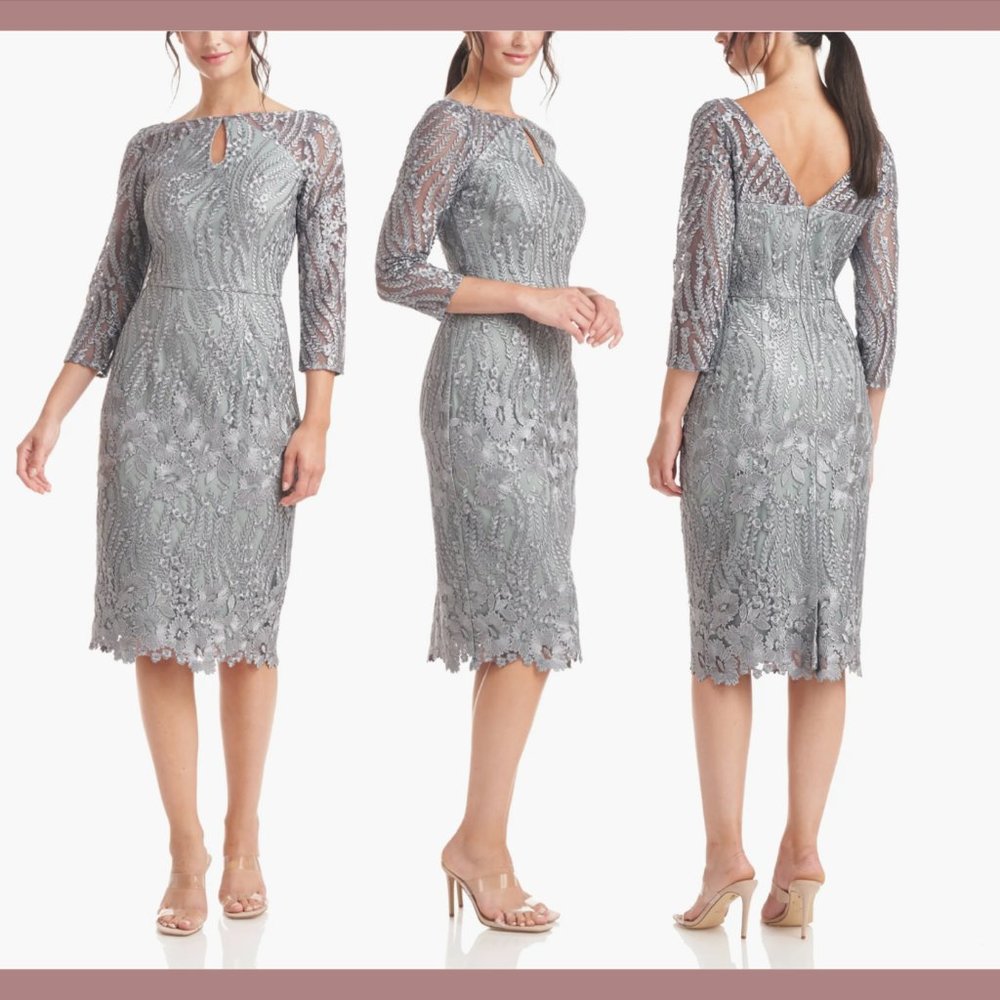 NWT JS Collections [ 2 ] Fatima 3/4 Sleeve Embroidered Cocktail Dress‎